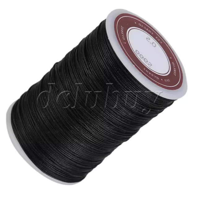 0.5mm Black Waxed Polyester Round Twisted Thread Cord DIY Macrame String 120M