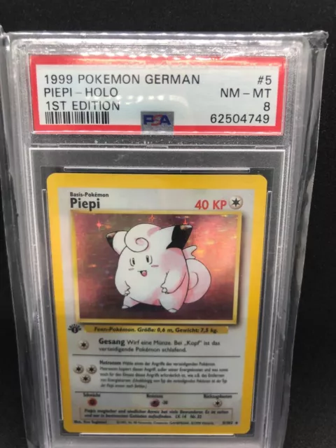 Pokemon Karte Piepi 1st Edition 5/102 Base Set PSA 8 deutsch