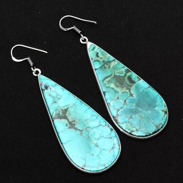 Natural Turquoise Drop Dangle Earrings Jewelry Gift For Her 2.84" NT-003