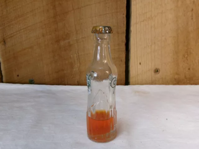 Vintage Orange Crush Mini Miniature Glass Bottle with Original Metal Cap 2