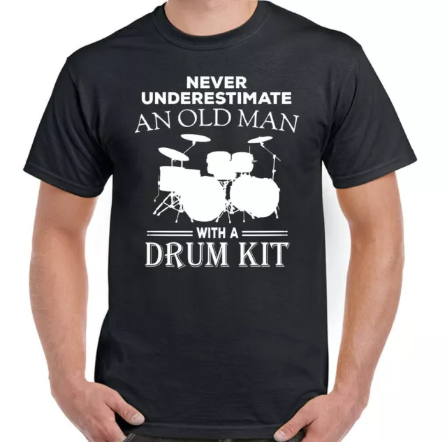 Drummer T-Shirt Never Underestimate An Old Man Drum Kit Mens Funny Top Drumming