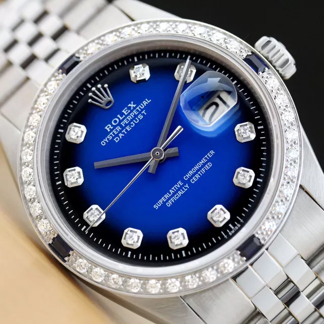 OROLOGIO DA UOMO Rolex Datejust Blu Vignetta Zaffiro Diamante Bianco Oro E Acciaio 18K EUR 5.619 17 PicClick IT