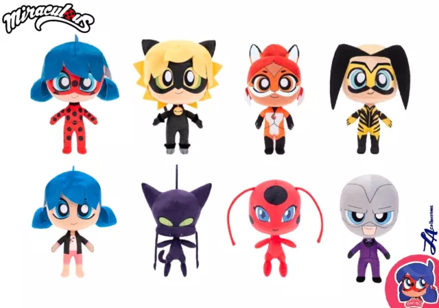 Miraculous Ladybug + Cat Noir Zag Chibi Plush 8-9" Tikki Palgg Hawk Moth NEWwTag