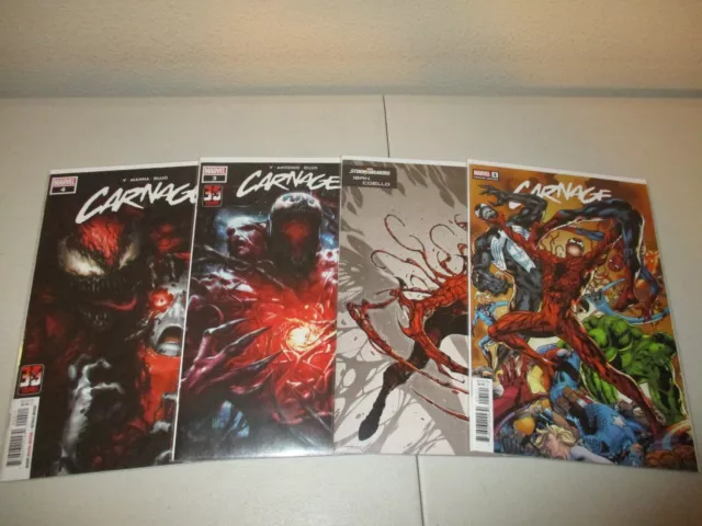 Carnage #1, 2, 3, 4 (Marvel 2022 Series, Lot of 4) Ram V, VF/NM