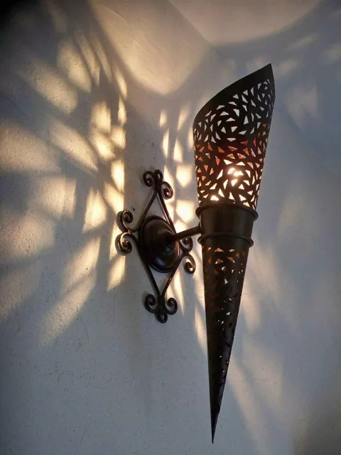 applique murale torche Marocaine 58 cm fer forgé lampe lanterne lustre