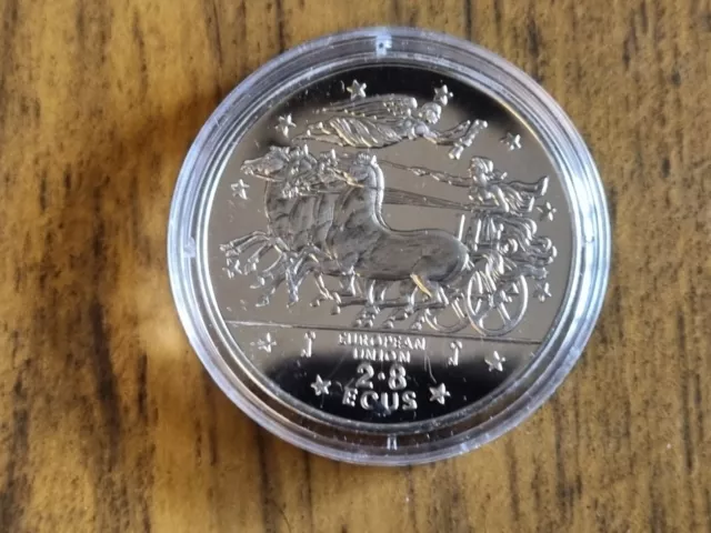 1994 Gibraltar 2.8 Ecus Coin : Quadriga Roman Chariot