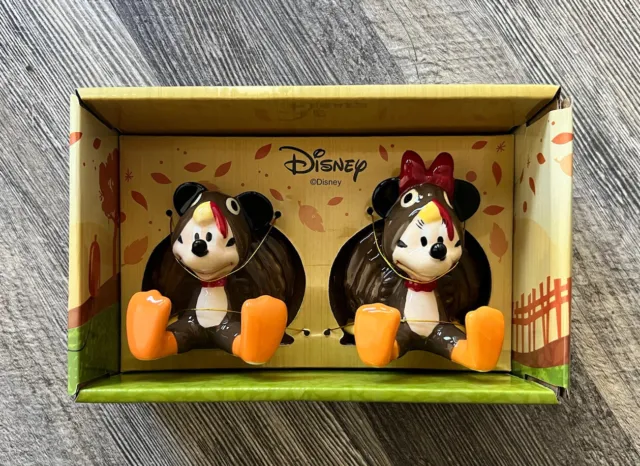 Disney Mickey and Minnie Mouse Thanksgiving Turkey Ceramic Salt Pepper Shakers