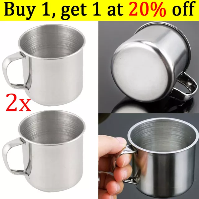 2pcs Metal Tea Drinking Travel Coffee Mug Stainless Steel Camping Cup 200ml New