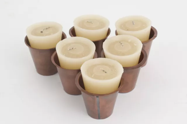 6 Sugar Mold Tin Insert Cups-Flat Bottom-Mexican-Candles-Sugar Mold Candleholder 2