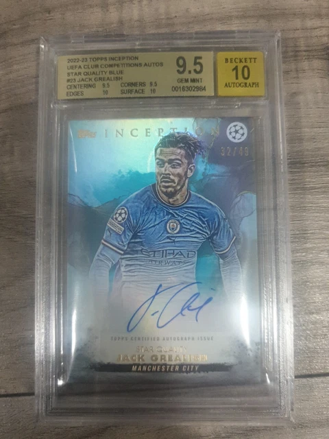 TOPPS INCEPTION JACK Grealish Manchester City Star Blue Auto 32/49 