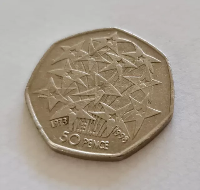 RARE Collectible 50p COIN EEC EUROPEAN UNION 25th ANNIVERSARY FIFTY PENCE 1998