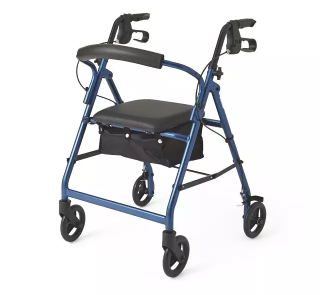 Medline Basic Aluminum Rollator with 6" Wheels, Blue