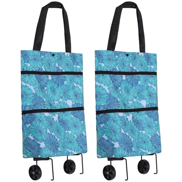 2 PCs Einkaufstasche mit Rädern faltbare multifunktionale Trolley -Beutel Reise