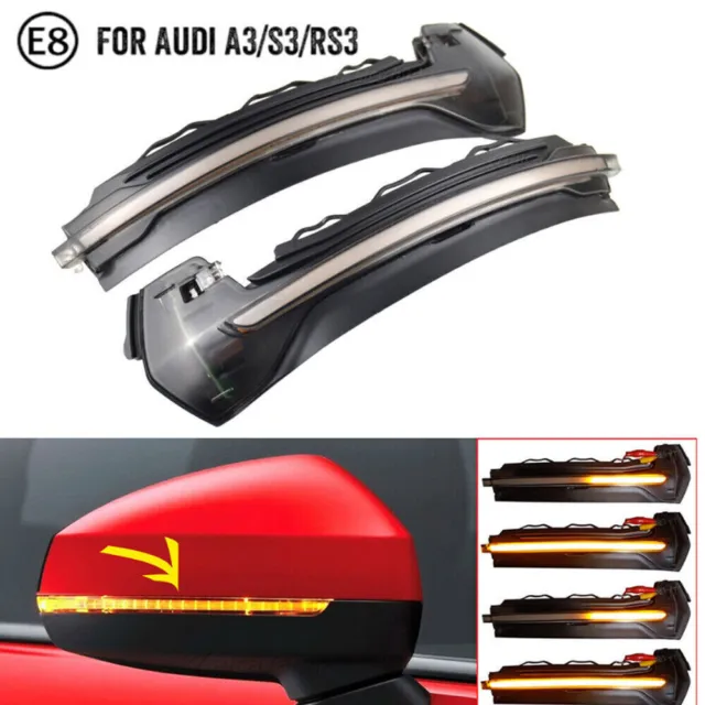 2x For Audi 8V RS3 S3 A3 12+ Dynamic LED Wing Mirror Indicator Turn Signal Light