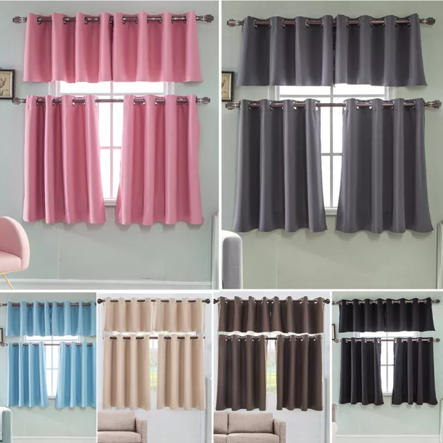 Kitchen Cafe Short Curtain Eyelet Ring Top Curtains Window Panel Valance Drapes