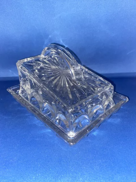 Vintage Pressed Glass Clear Glass Covered Cheese Dish Butter Dish