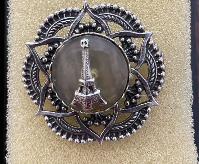 Eiffel Tower Brooch Pin Paris France Vintage Appears Mother Of Pearl Broach