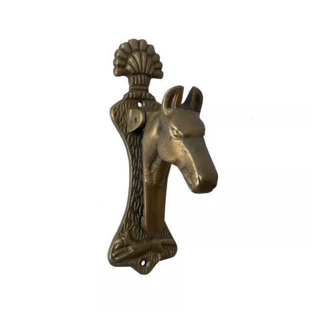 5-3/8" Antiqued Brass Horse Head Door Knocker - Antique Reproduction