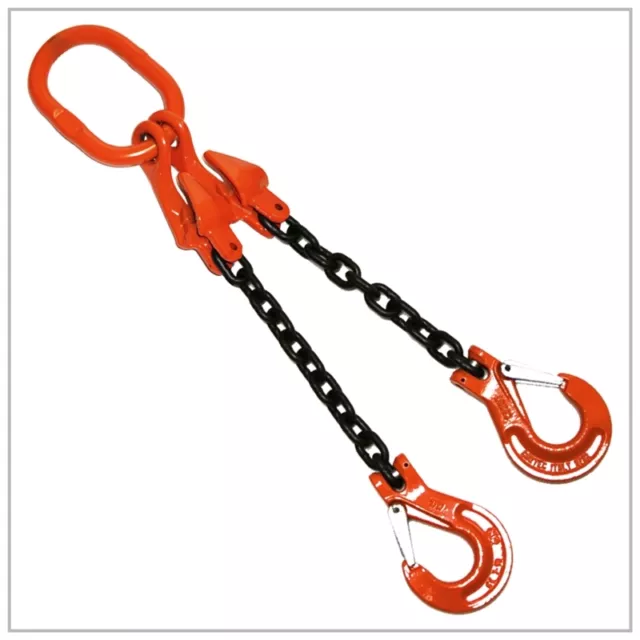 3/8" x 15' ft Adjustable Lifting Chain Sling Grade 100 Sling Hooks Latch 2 Leg