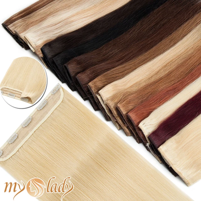 One Piece Russian Clip in 100% Remy Human Hair Extensions Half Full Head Blonde