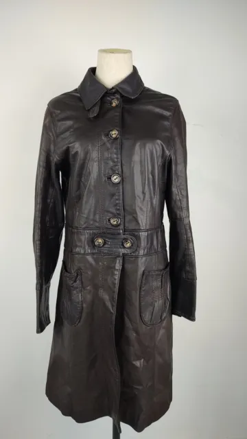 Max & Co. Cappotto Pelle Donna Tg. 46 Leather Coat Woman Casual Vintage