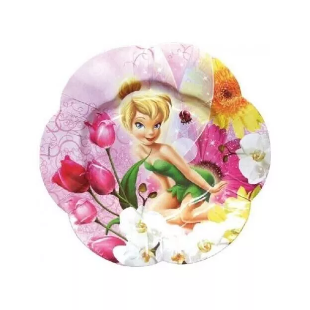 Disney Tinkerbell Fairy Flowers Birthday Party Paper Shape Plates For 6 Guests