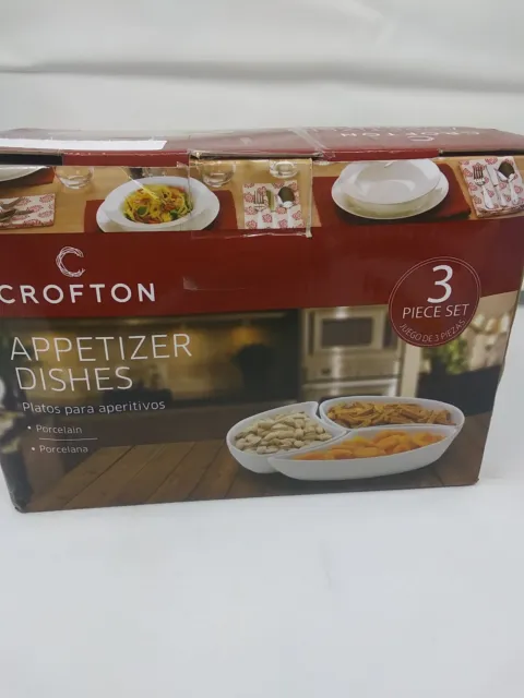 Crofton Porcelain Appetizer Dishes 3 Piece Set New in Box (BB)