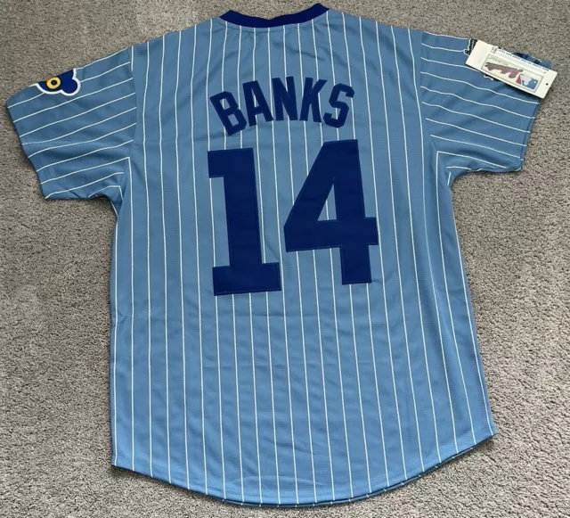 Ernie Banks Chicago Cubs Men's 1970's Blue Cooperstown Jersey Size Men’s Large 2