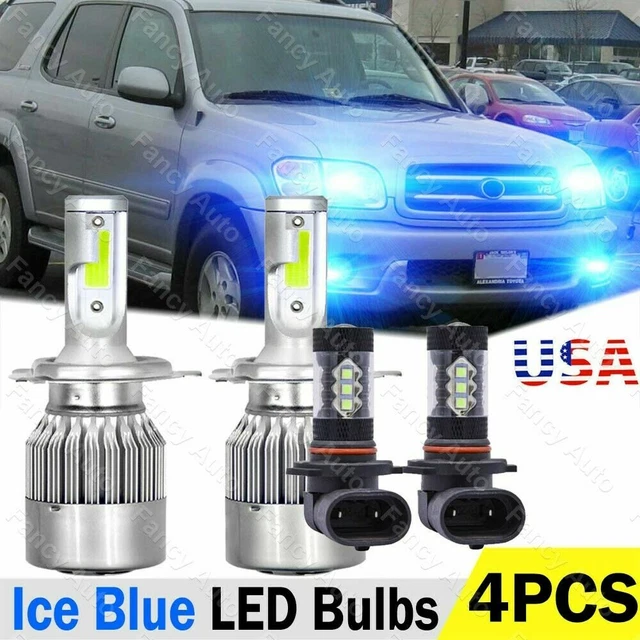 For Toyota Sequoia 2001-2007 Ice Blue 9003 LED Headlight Bulbs + 9005 Fog Light
