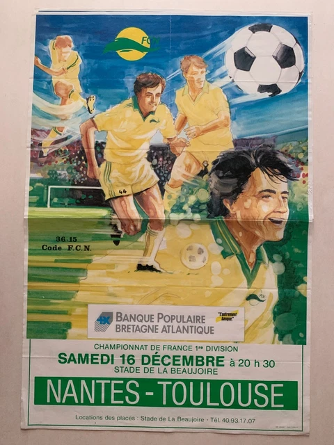Short Vintage FC Nantes 80's – Jaune, Taille L, Made In France, Polyester