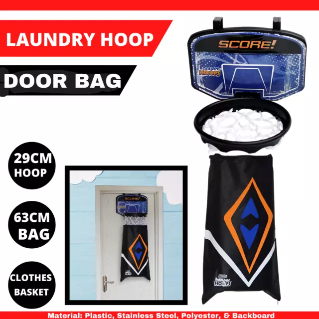 Hamper Basketball Laundry Hoop Hanging Clothes Basket Storage Kids Fun Door Bag