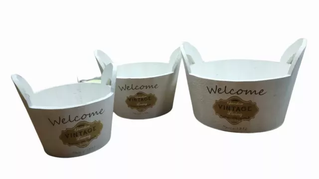 Set 3 Cubos Decoración "Welcome" 28 X 24 X 19 Cm (9220)