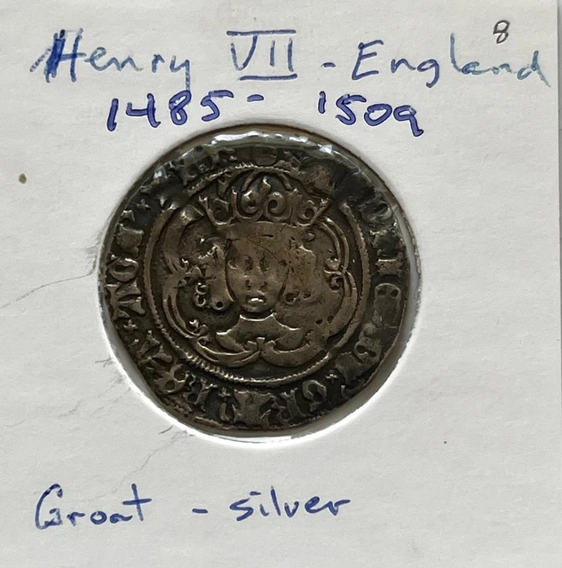 1485 - 1509 Henry VII 1 groat silver English coin (e8)
