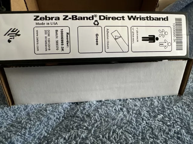 Zebra Z-Band Direct Wristbands 10006995-3k Green Full Carton 1200 Bands 2