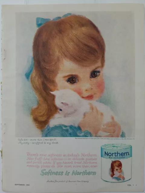 1961 NORTHERN BATH tissue toilet paper girl redhead girl white