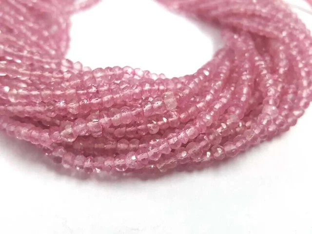 Topaze rose à facettes Rondelle Perles de pierres précieuses en vrac 3-4mm,...