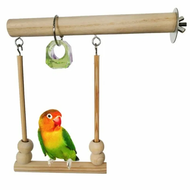 Hölzerne Papagei Vogelkäfig Sitzstangen Ständer Ast Haustier hängendes Spielzeug 2
