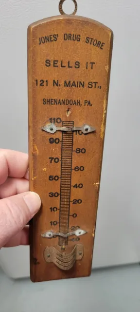 Rare Antique Jones Drugstore Drug Store Advertising Thermometer Shenandoah PA