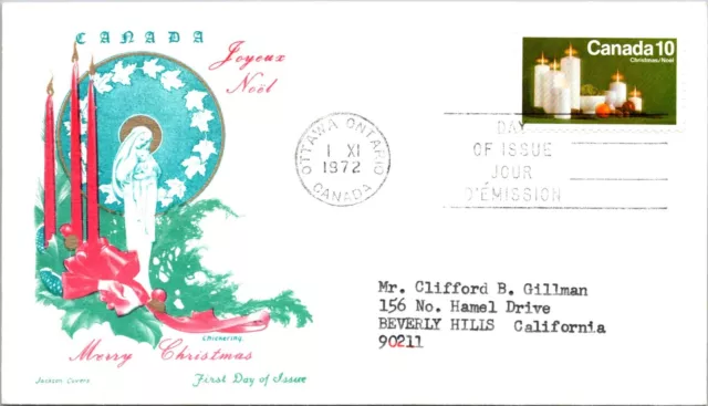 Canada 1972 FDC - Christmas Cover - Jackson Cachet - Ottawa, Ont - F78840