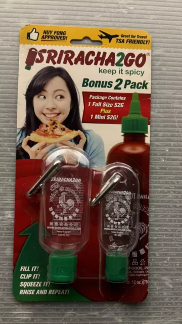 Huy Fong SRIRACHA2GO keep it spicy Bonus 2 Pack mini hot sauce travel bottle