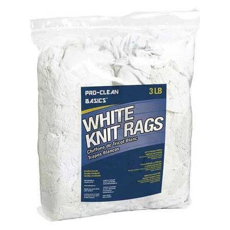Proclean Basics Z99300 Cotton T-Shirt Cloth Rag 3 Lb. Varies Sizes, White