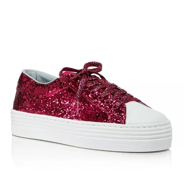 Chiara Ferragni 250011 Womens Pink Glitter Platform Sneakers Size 40 EU/ 10 US B