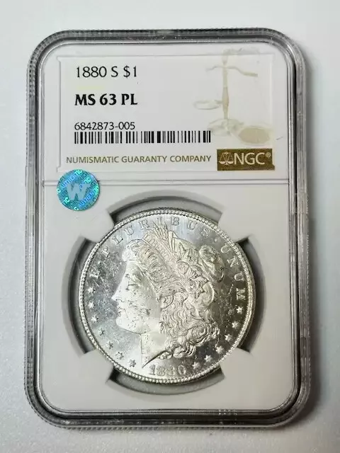 1880 S Morgan Silver Dollar NGC MS-63 PL Proof Like Sight White
