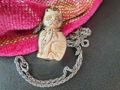 Old Nagaland Carved Cat Pendant on Chain …beautiful collection and accent pie