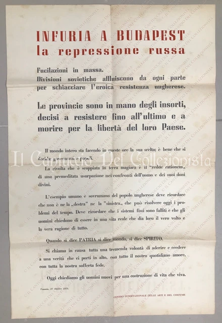 1956 VENEZIA Infuria a Budapest repressione russa Politica Manifesto