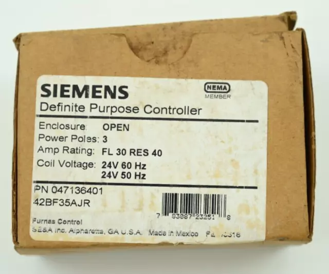 Siemens 42BF35AJR 24V 3 Pole Coil Definite Purpose Controller Contactor