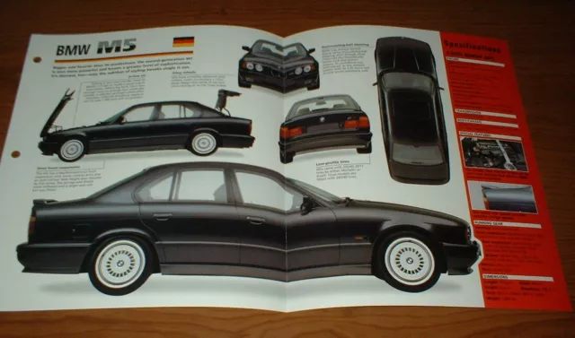 ★★1990 Bmw M5 Spec Sheet Brochure Photo Info Poster 90 88 89 91 92 93 94 95-97★★