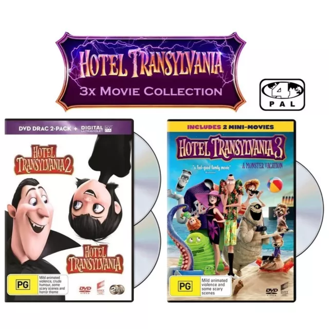 Hotel Transylvania 1 2 3 Movie Collection (DVD, 3-Disc) PAL Region 2 4 5 SEALED