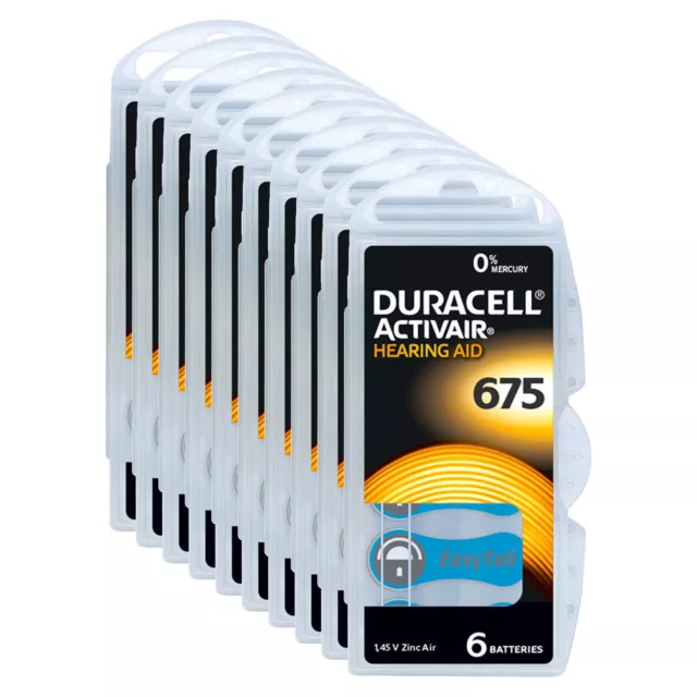 Duracell Activair Hörgerätebatterien Typ 675 60 Stück - Mercury Free 0%Hg 10xBP6