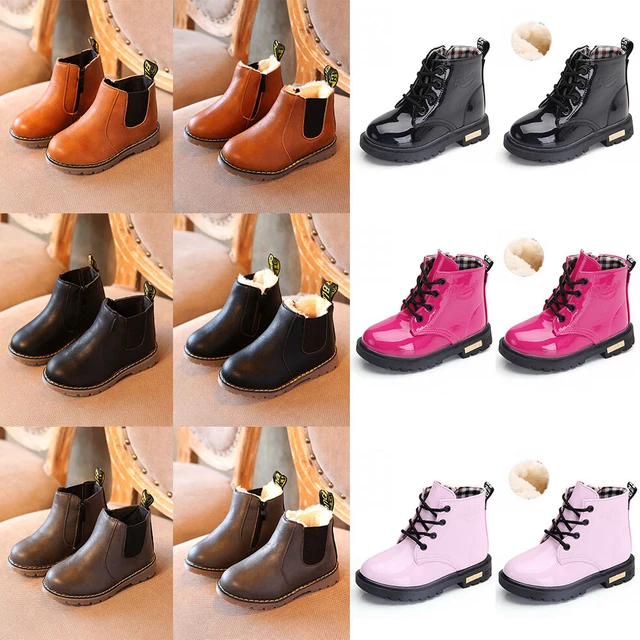 Kids Ankle Boots Winter Boys Girls Warm Snow Boots Chelsea Fur Lined Shoes